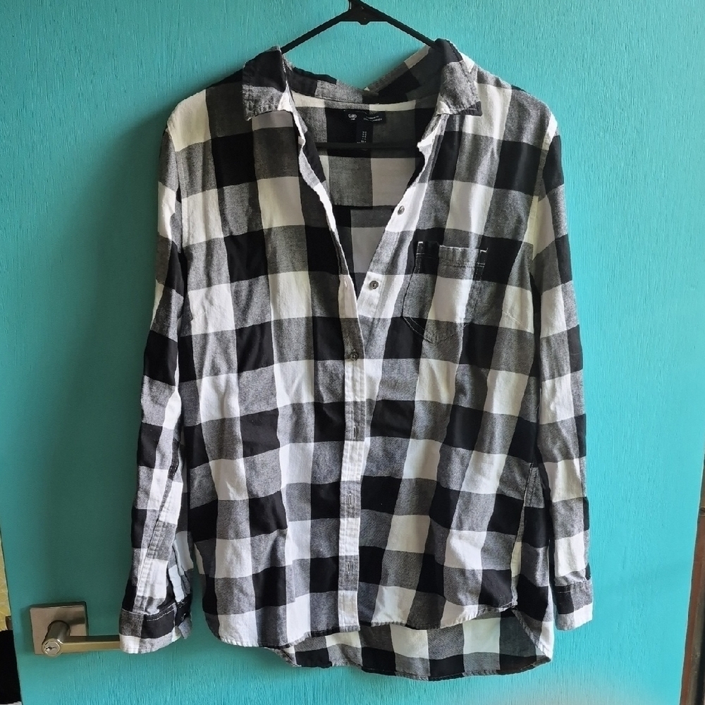 Black and White Checkered Womens Shirt